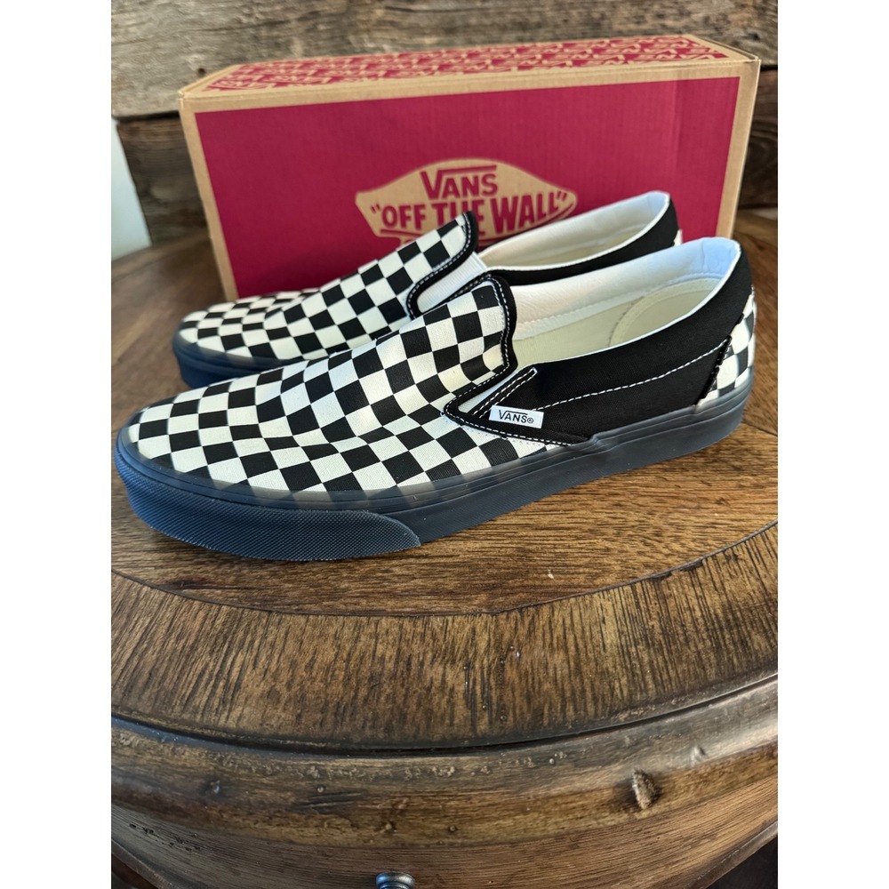 Vans Classic Slip-On Checkerboard White Black VN000D5PYB2 Mens 10.5 Womens 12
